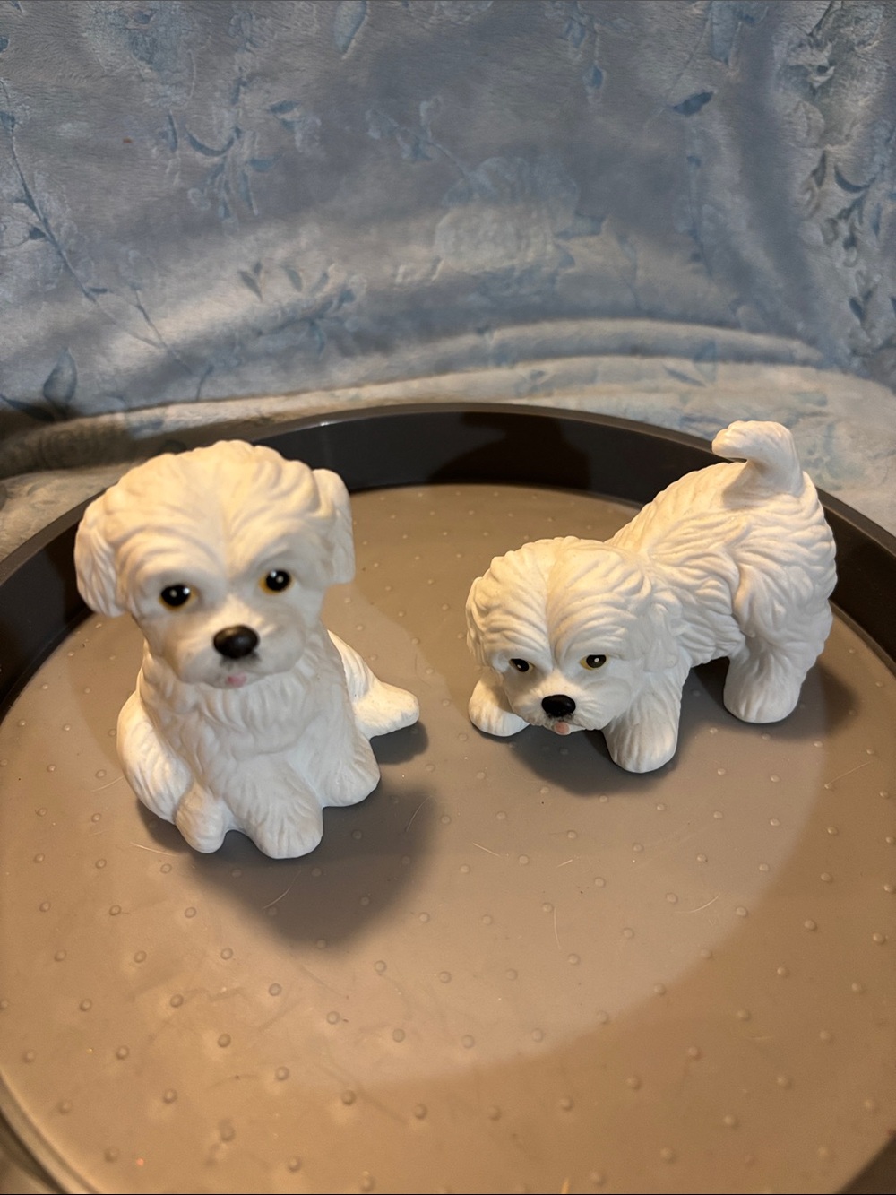 Homco White Porcelain Hand Painted Dog Figurines Set of 2 1980’s